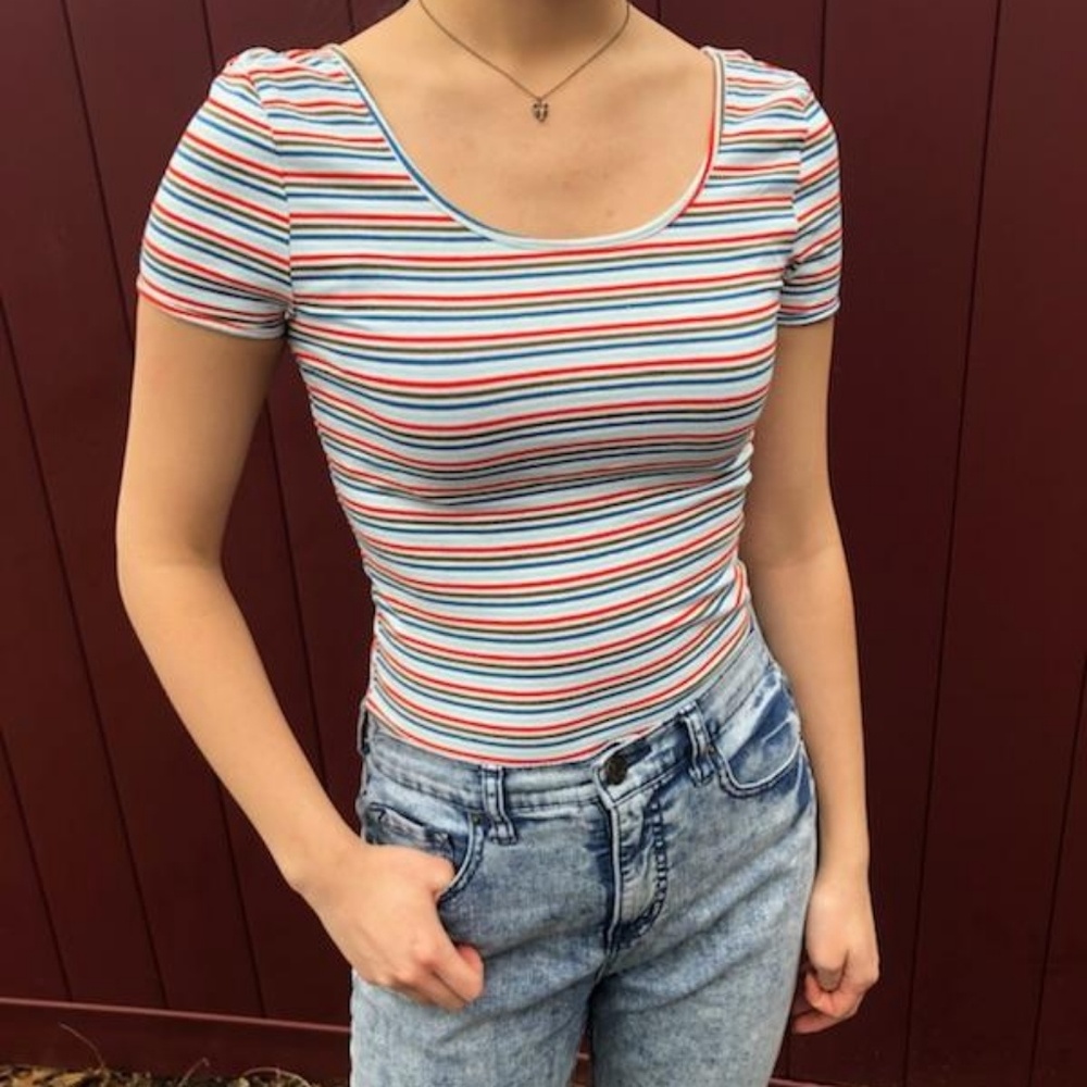 Multicolored Striped Crop Top
